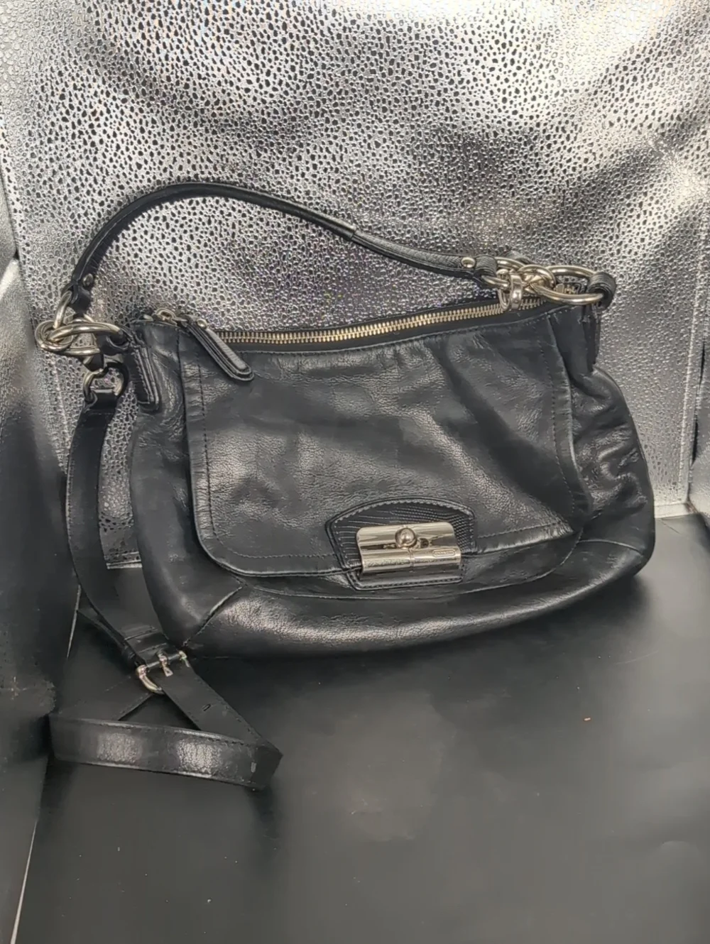 Coach Hobo 19292 Kirstin Black Leather Shoulder Bag With Long Strap